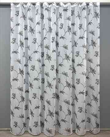 Тюль VR-Textil 1861т Flora Батист Белый с серым 300х270 см (42-0824) Киев