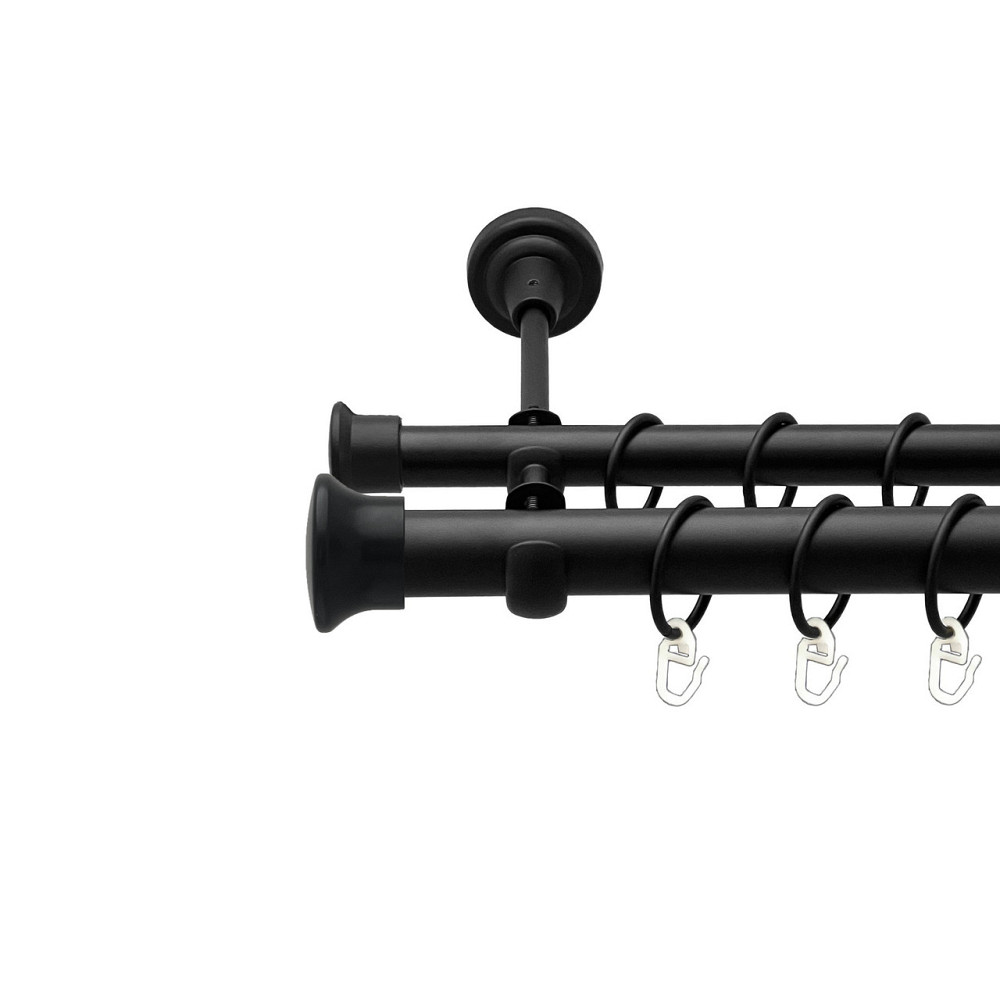 Карниз Orvit Дуо металевий дворядний відкритий гладка труба кільце металеве Чорний Оксамит 25\19 мм 160 см (00-00024544) Львів - фото 1