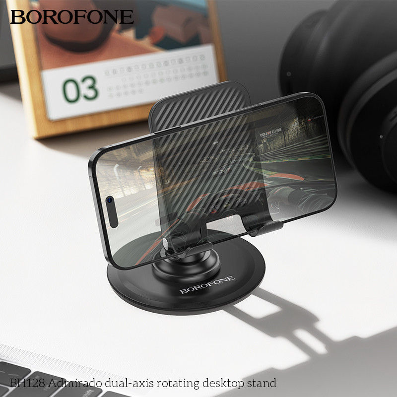 Тримач для телефона BOROFONE BH128 Admirado dual-axis rotating desktop stand Black Одеса - фото 8