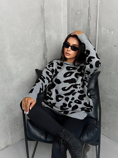 Жіночий принтований затишний оверсайз светр в'язка Одеса - фото 10
