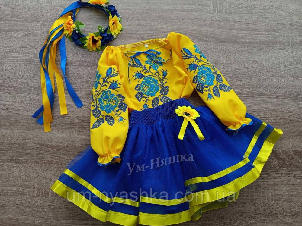 Синьо-жовтий костюм вишиванка "Троянда" Кривий Ріг - фото 6