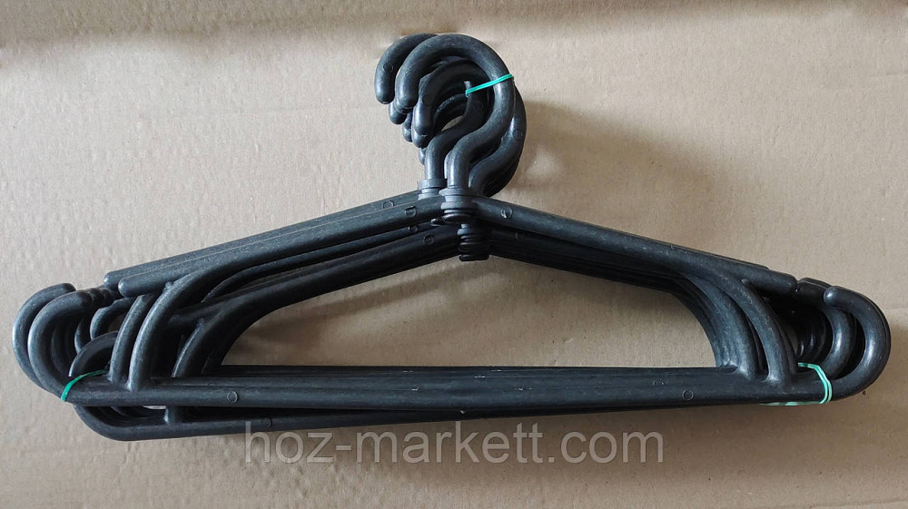 Вішалки плічка тремпель пластиковий з поворотним гачком потовщений чорний 40 см 10 шт уп Харків - фото 1