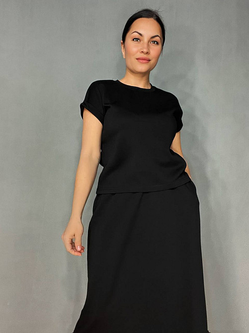 Костюм жіночий A-N 26067 футболка з довгою спідницею оверсайз, чорний, one size Київ - фото 4