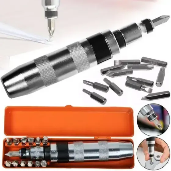 Набор ударных отверток 14 предметов с переходником и битами, ударно-поворотная отвертка 1/2" Коломия