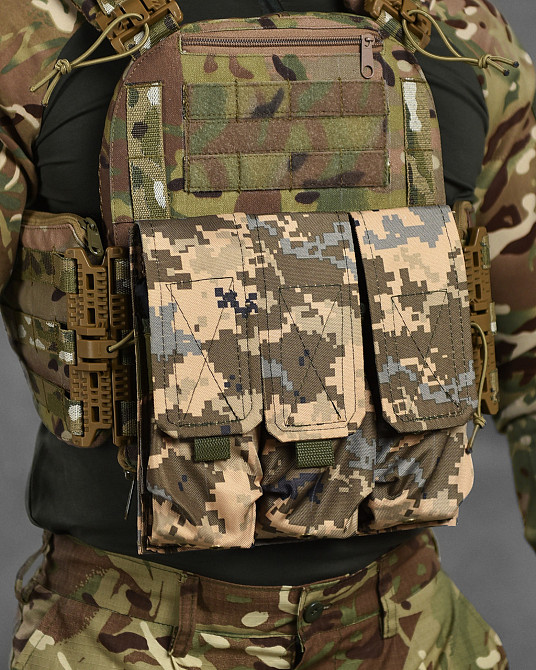 Підсумок потрійний закритий для ріжків АК із системою кріплення molli на 3 магазини тактичний Одеса - фото 1