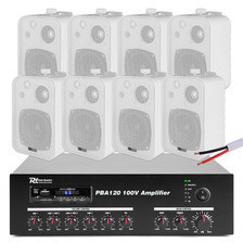 Колонка  Zestaw białych głośników do muzyki w tle 8 x 4" BV40W 100V z wzmacniaczem bluetooth Київ - фото 1