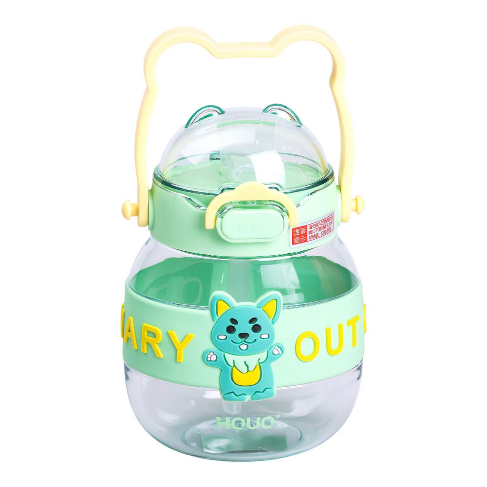 Пляшка для води дитяча з трубочкою 580 мл з ручкою та ремінцем Зелена HP-14-37GR Коломия - фото 2