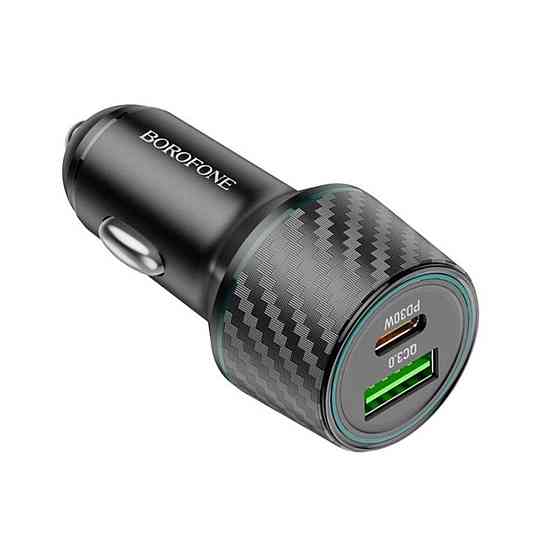 Автомобільний зарядний пристрій BOROFONE BZ21 Brilliant 48W dual port PD30W+QC3.0 car charger, колір чорний BZ21B Одеса