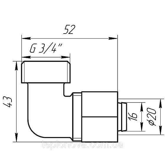Уголок с наружной резьбой APE 753 L 3/4″х20 ITALY Черновцы