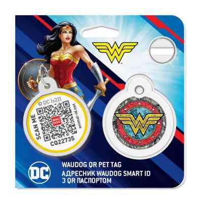 Адресник для животных WAUDOG Smart ID с QR паспортом "Чудо-женщина 2" круг 30 мм (230-1013) Винница