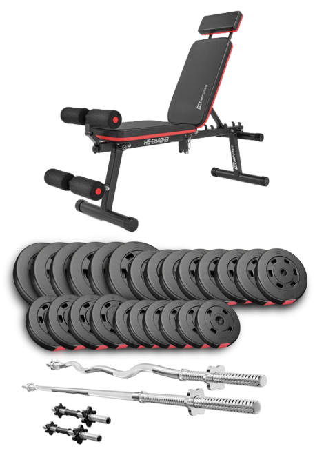 Набір Hop-Sport Premium 135кг з лавою HS-2040 HB, штангами та гантелями Киев - изображение 1