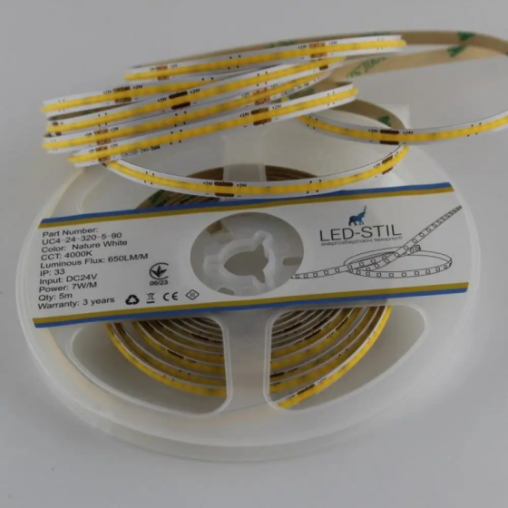 LED-STIL Світлодіодна стрічка LED-STIL 4000K 7 Вт/м COB 320 діодів IP33 24 Вольта 650 Lm нейтра Коломия