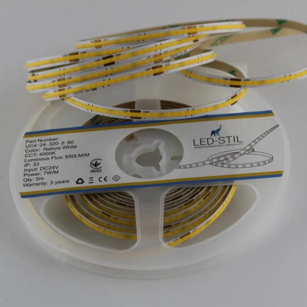 LED-STIL Світлодіодна стрічка LED-STIL 4000K 7 Вт/м COB 320 діодів IP33 24 Вольта 650 Lm нейтра Коломыя - изображение 4