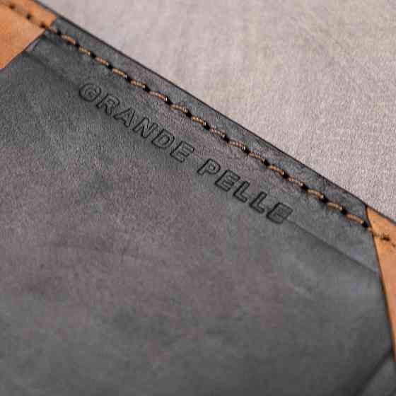 Шкіряний оригінальний картхолдер Чорний (GRANDE PELLE) Київ