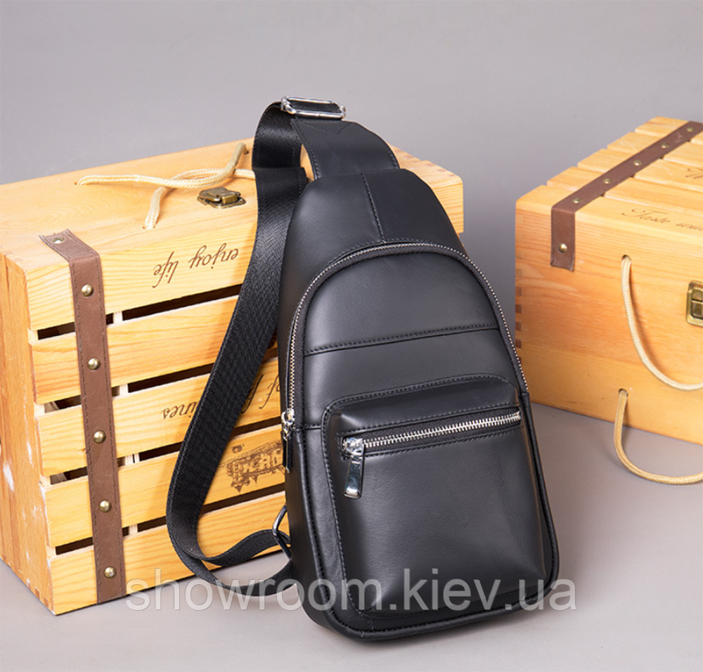 Шкіряна чоловіча бананка, сумка на груди, слінг Leather Collection (9011) Київ - фото 1