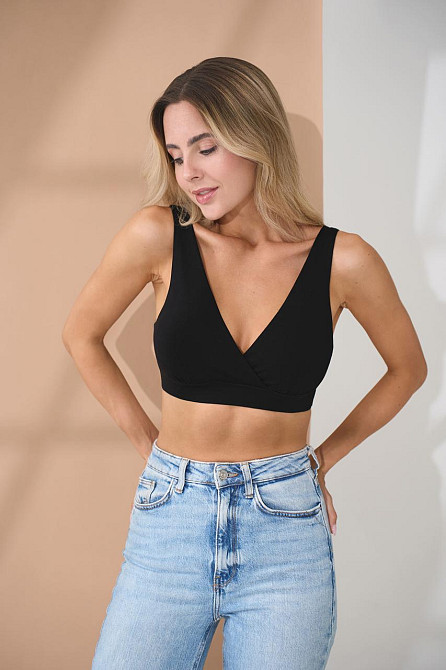 Топ для вагітних та годуючих бюстгальтер для годування у пологовий без кісточок для дому та сну Stefania XL Юла Мама чорний Кривий Ріг - фото 2