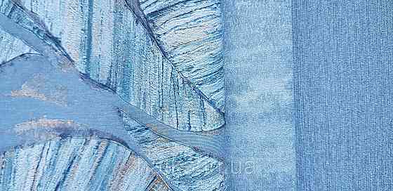 Шпалери вінілові на флізеліновій основі Rasch Ascona 1.06х10 метрове листя структурні бірюзові із золотистим Київ