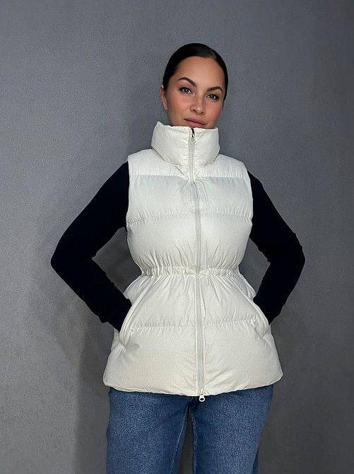 Жилетка женская Lady Yep 10006 длинная с затяжкой на талии молочная, молочний, 46 Киев - изображение 9