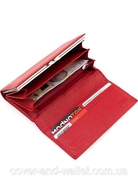 Жіночий бордовий шкіряний гаманець на багато карток Marco Coverna Червоний Київ - фото 8
