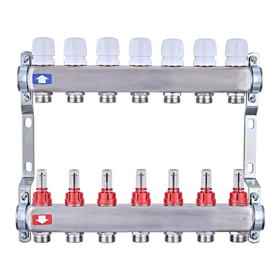 Колекторний блок з витратомірами Nolf NF.2100-07S 1"x7 (корпус нержавіюча сталь) (NF3021) Київ