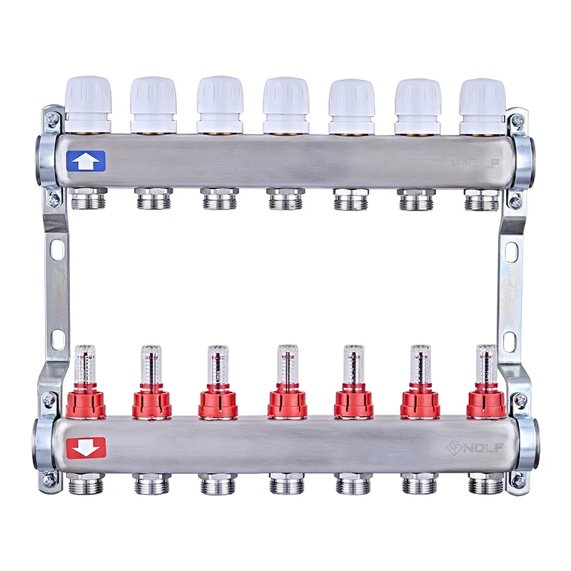 Колекторний блок з витратомірами Nolf NF.2100-07S 1"x7 (корпус нержавіюча сталь) (NF3021) Київ - фото 1