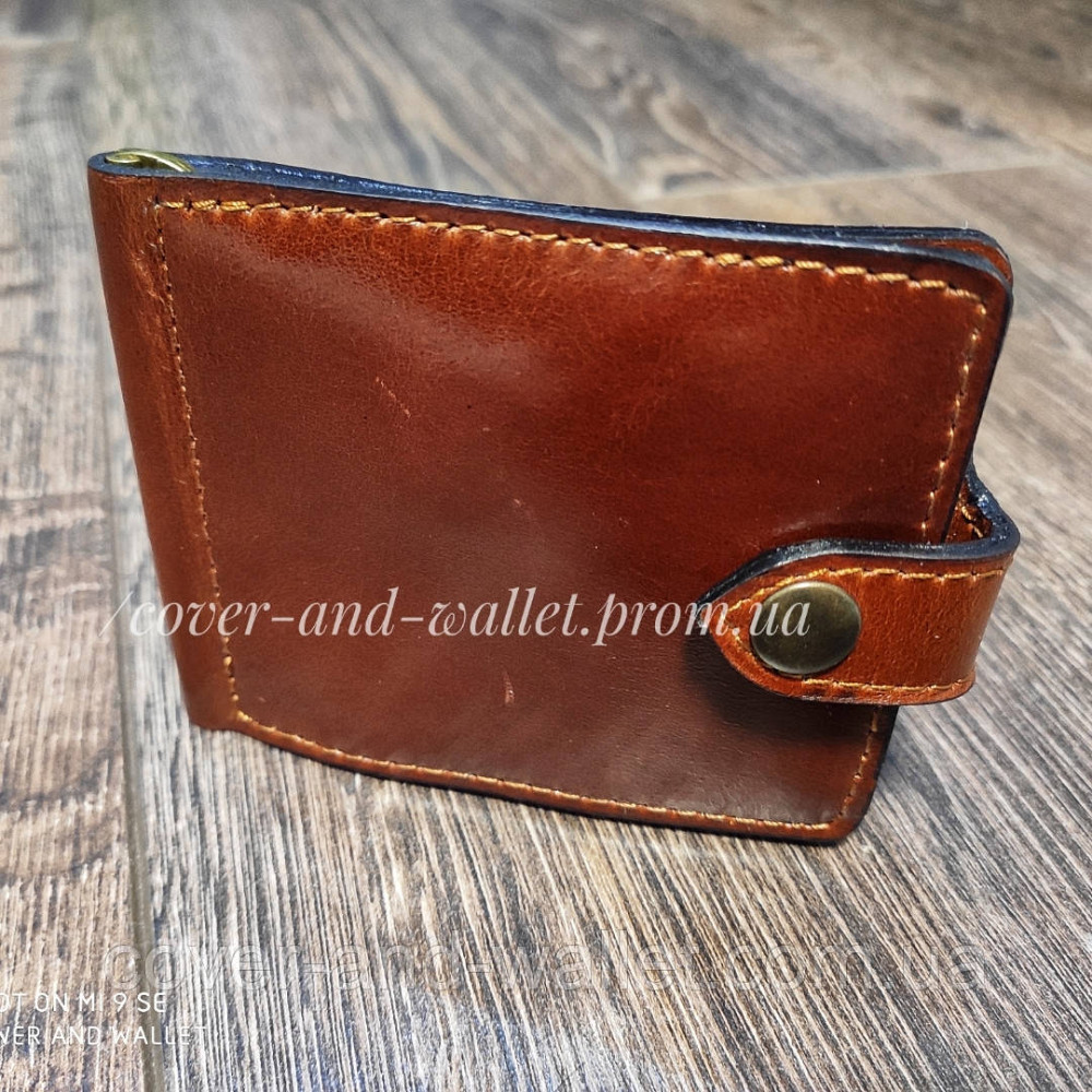 Шкіряний затискач для купюр із монетницею ручної роботи Київ - фото 7