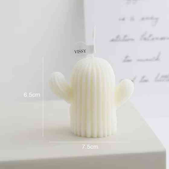 Свеча “Кактус” белый ручной работы Каменец-Подольский