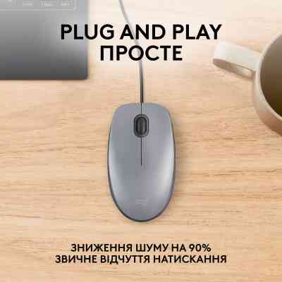 Мышка Logitech M110 Silent USB Mid Gray (910-006760) Винница