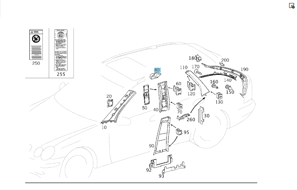 Mercedes-Benz  A2036920322 7D43 Кришка поворотної скоби переднього ременя безпеки сіра C-class S203 Одеса - фото 2