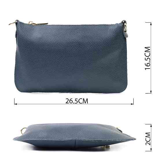 Трендова жіноча сумка-клатч із двома ременями з натуральної шкіри Vintage 22646 Синя Київ