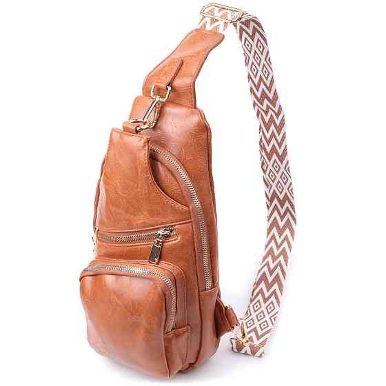 Стильная женская слинг сумка через плечо из экокожи Vintage 22751 Рыжий Киев