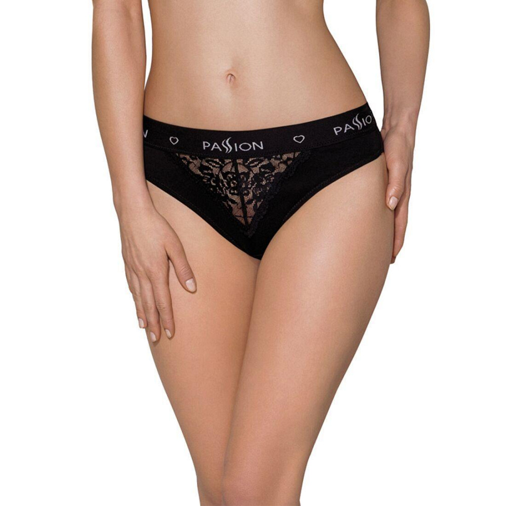 Трусики з широкою гумкою і мереживом Passion PS001 PANTIES S, black Sex Aura Київ - фото 1