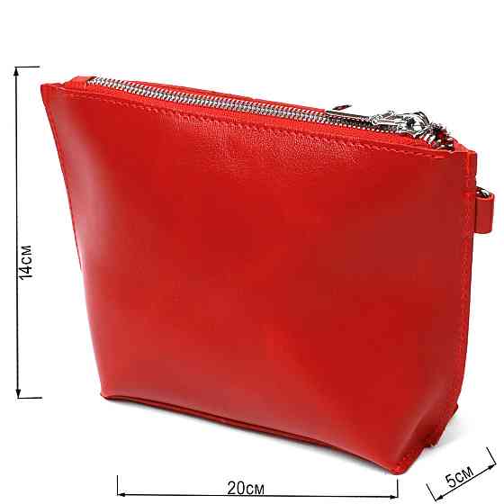 Женская глянцевая косметичка из натуральной кожи Shvigel 16410 Красный Киев