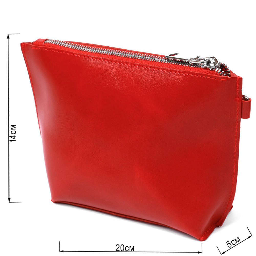 Женская глянцевая косметичка из натуральной кожи Shvigel 16410 Красный Киев - изображение 3