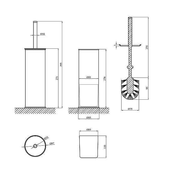 Ершик для унитаза напольный Kroner KRP Graz - GRP017R Киев