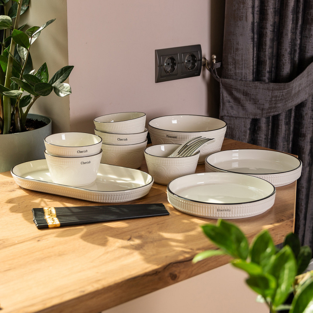 Порцелянаовий білий столовий сервіз із 22 предметів на 6 осіб HP-15-1 Київ - фото 9