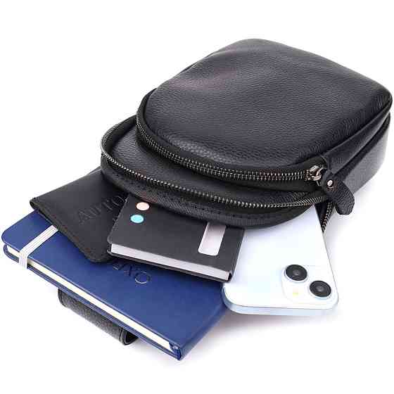 Чоловіча сумка через плече з натуральної шкіри Чорний (Vintage) Київ