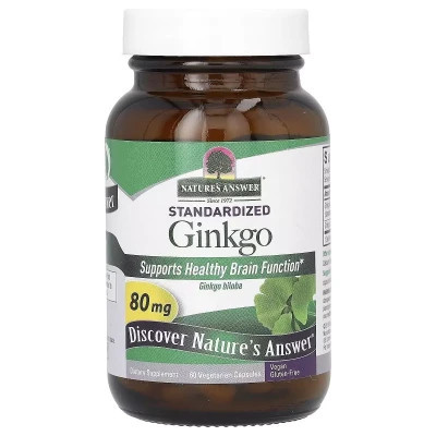 Трави Nature's Answer Гінкго Білоба, 80 мг, Standardized Ginkgo, 60 вегетаріанських капсу (NTA-16387) Вінниця - фото 1