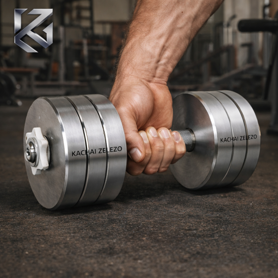Гантелі набірні 2 по 28 кг металеві без покриття Kachai Zelezo Iron Pro Київ