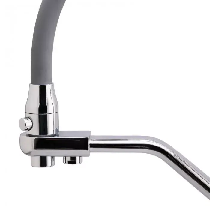 Смеситель для кухни на две воды Frap F4374 с гибким изливом, серый/хром Киев - изображение 2