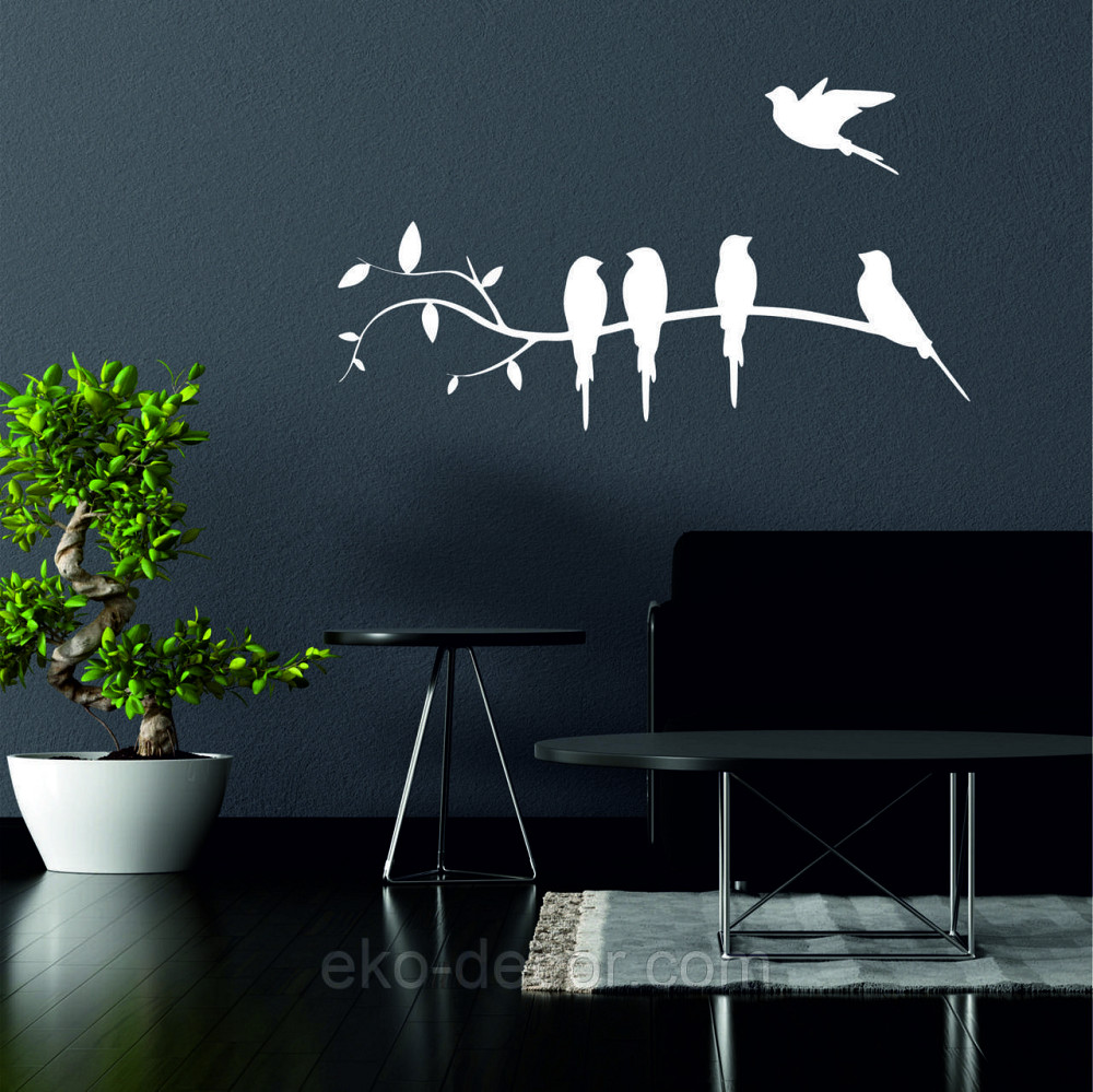 Декоративное настенное Панно «Птички на ветке», Декор на стену 70*23 см, Белый Киев - изображение 2