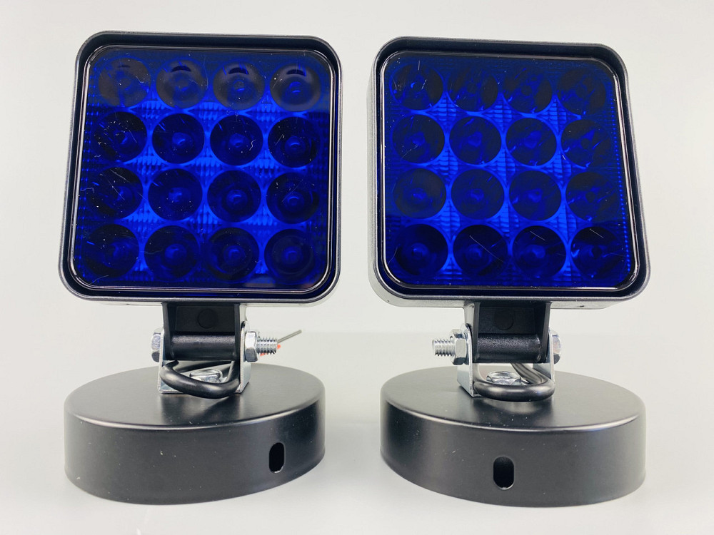 Фара LED квадратна 48 W 12 V 6500 K (16 діодів) (8.4 см х 8.4 см х 2 см) Mini (синя) Мукачево - фото 7