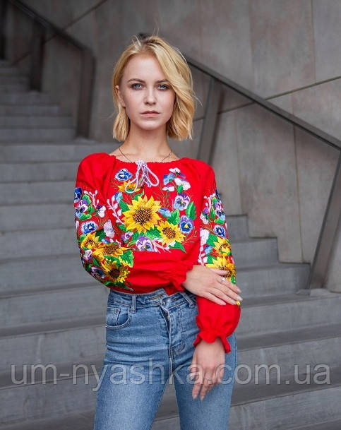 Натуральна вишиванка червона "Маріанна" Кривий Ріг - фото 1