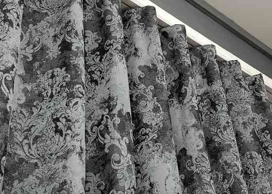Шторна тканина "Льон Преміум" Туреччина колір графітовий з сірим 1838ш Київ