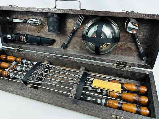 Подарунковий набір шампурів в дерев'яному кейсі для пікніка РОБІНЗОН HAPPY DAYS Тернопіль