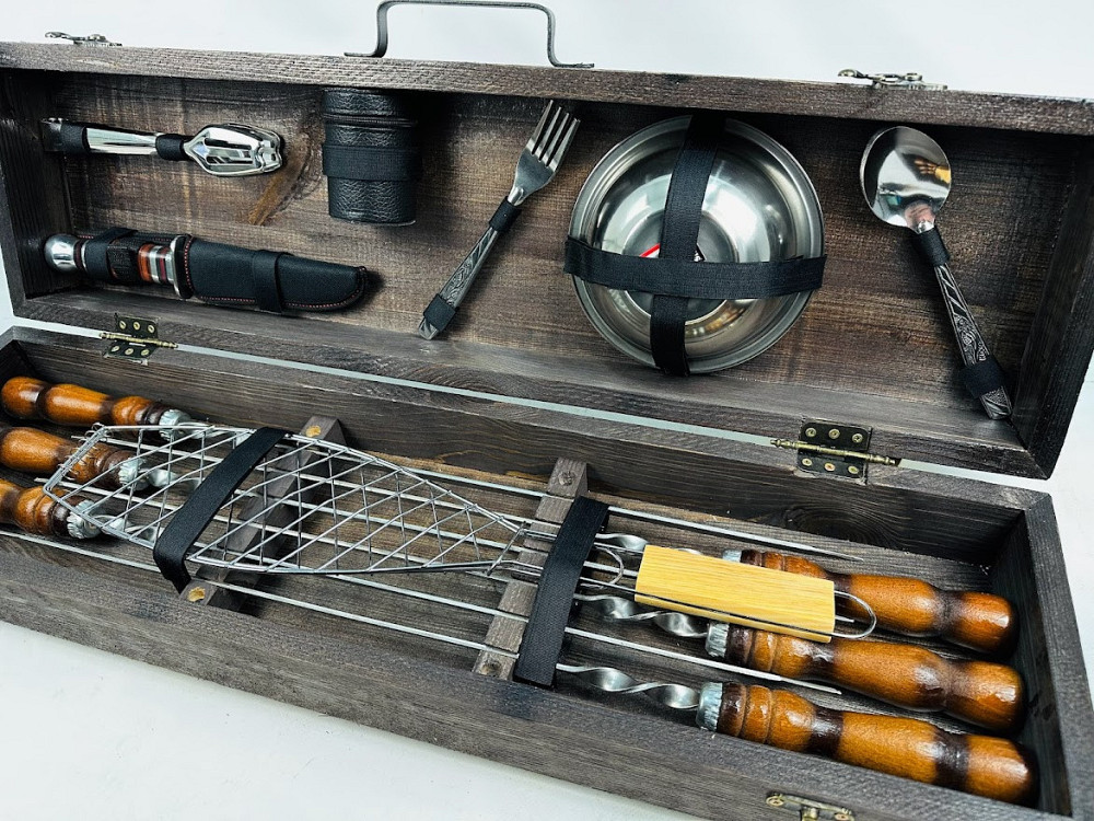 Подарунковий набір шампурів в дерев'яному кейсі для пікніка РОБІНЗОН HAPPY DAYS Тернопіль - фото 4