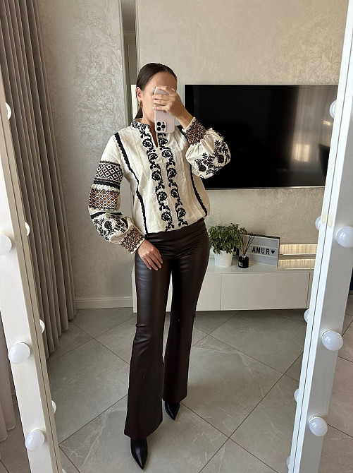 Жіноча сучасна вишиванка з вишитими рукавами бавовна 48 Одеса - фото 2