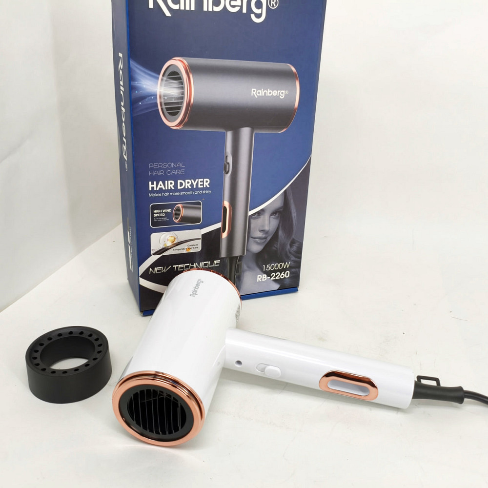 Фен стайлер Rainberg RB-2260 для волос 3 скорости 3 режима температуры Ионизация 1500Вт White LY-66 Львов - изображение 20