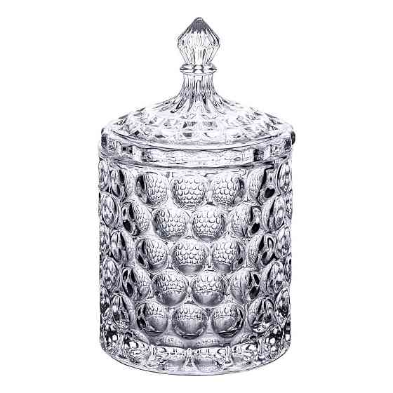 Стеклянная конфетница с крышкой, 7.5 см, круглая Киев