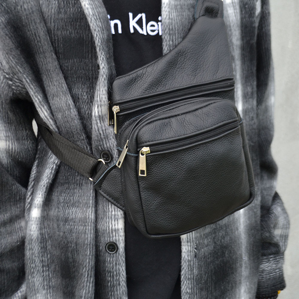 Сумка мешок через плечо мужская, Кожаная сумка кросс-боди кобура наплечная SQ-11 Львов - изображение 15